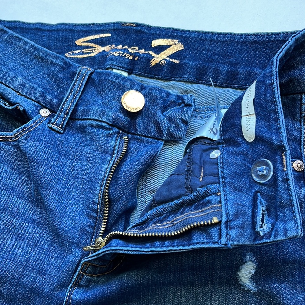 Seven7 Women's Skinny Jeans - Dark Blue Indigo - Picture 7 of 14